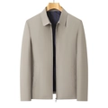 Giacca uomo classica business casual con revers in kaki chiaro e zip in metallo - M / Cachi