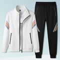 Tuta sportiva casual da uomo con giacca bianca a collo alto e pantaloni sportivi neri - M / Bianco