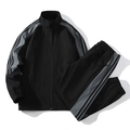Sportlicher Herren-Trainingsanzug mit Stehkragenjacke und Hose mit grauen Streifendetails - M / Schwarz