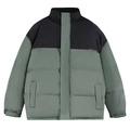 Veste matelassée d'hiver avec design color-block noir et vert sauge et col montant - S / Vert matcha
