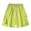 Short cargo homme vert fluo pour l'été avec cordon de serrage et grandes poches - S / Vert Menthe