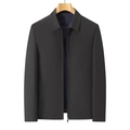 Giacca da uomo grigio scuro business casual con colletto a revers e zip in metallo - M / Nero