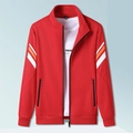 Rote Herren-Sportjacke mit Stehkragen, sportlichen Seitenstreifen und Reißverschluss - M / Rot