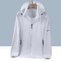 Men's white hooded sun protection jacket with breathable quick-dry fabric for outdoor sports - M / White
