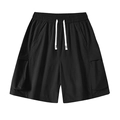 Short cargo homme noir pour l'été avec taille élastique à cordon et poches latérales - S / Noir