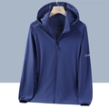 Men's quick-drying sun protection jacket in dark blue with hood and full zipper - M / Blue