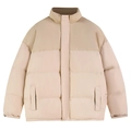 Veste matelassée d'hiver à col montant au design contrasté bicolore kaki et beige - S / Abricot