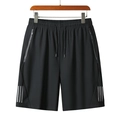 Pantaloncini sportivi neri in seta di ghiaccio da uomo con coulisse e tre strisce - M / Nero