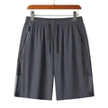 Pantaloncini sportivi uomo grigio scuro in seta ghiaccio con coulisse e tasche con zip - M / Grigio