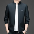 Chaqueta casual de hombre verde oscuro con cuello alto, cremallera y puños elásticos - M / Verde Oscuro