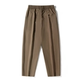 Men's dark brown business casual straight trousers with comfortable elastic waistband - EU 28 / Brown