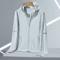 Veste de protection solaire homme gris clair, ultra-fine, respirante avec trous de laser - M / Gris clair