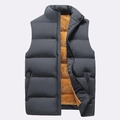 Insulated men's vest with charcoal grey outer shell and orange fleece lining - S / Dark Gray