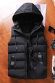 Heren gewatteerde bodywarmer in zwart met capuchon en trekkoord, maat M - M / Zwart