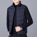Chaleco acolchado azul marino para hombre con cuello alto y relleno cálido grueso - M / Azul oscuro