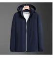Dunkelblaue Herren Freizeitjacke mit Kapuze, winddichtem Stoff und Kordelzug-Details - M / Dunkelblau
