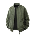 Giacca bomber da uomo verde oliva con colletto stile baseball e ampie tasche pratiche - M / Verde Militare