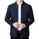 Chaqueta de negocios azul oscuro para hombre con cuello levantado y corte entallado - M / Azul marino