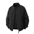 Giacca bomber nera da uomo con colletto stile baseball e tasche cargo per primavera - M / Nero