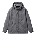 Men's dark grey hooded windbreaker jacket with geometric patterns and velcro cuffs - L / Gray