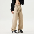 Pantalones cargo de hombre caqui holgados con cintura elástica y cordón ajustable - S / Caqui