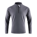 Men's grey half-zip sports sweatshirt with reflective arm stripes and a standing collar - M / Gray Blue