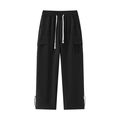 Pantaloni cargo neri da uomo con coulisse bianche e fondo gamba regolabile con lacci - M / Nero