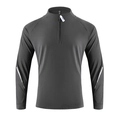 Men's dark grey quarter-zip sports sweatshirt with dual reflective sleeve stripes - M / Dark Gray