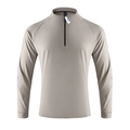 Men's half-zip standing collar athletic sweatshirt in beige with reflective sleeve details - M / Light Khaki
