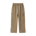 Pantaloni cargo kaki da uomo con vita elasticizzata e coulisse e fondo regolabile - M / Cachi