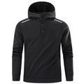Heren hoodie zwart met fleece voering, drie-knoops sluiting en reflecterende strepen - S / Zwart