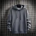 Felpa con cappuccio grigia classica con coulisse regolabile e tasca a marsupio frontale - M / grigio scuro