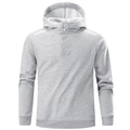 Casual lichtgrijze fleece hoodie voor heren met knoopsluiting en reflecterende schouderstrepen - S / Grijs