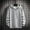 Felpa con cappuccio grigio chiaro da uomo con tasca a marsupio e polsini a costine casual - M / Grigio chiaro