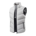 Light gray men's thermal puffer vest with heat-reflective lining and standing collar - L / Light Gray