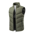 Men's olive green heated vest with waterproof fabric and stylish stand-up collar - L / Army Green