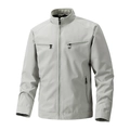 Men's light grey casual jacket with standing collar and four functional zip pockets - M / Apricot