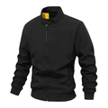 Men's casual black bomber jacket with stand collar and contrasting yellow lining - M / Black