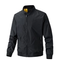 Minimalistische schwarze Herren-Bomberjacke mit gelbem Futter und Rippbündchen - 5XL / Schwarz