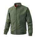 Minimalist olive green flight jacket for men with stand collar and red interior lining - Army Green