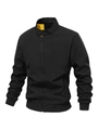 Slim fit black stand collar jacket for men with contrast yellow lining and ribbed cuffs - M / Black