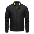 Men's black bomber jacket with bright yellow lining and classic ribbed cuffs - M / Black
