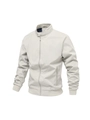 Slim fit light grey men's stand collar bomber jacket with vertical chest pocket - M / Off White