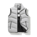Chaleco acolchado gris con cuello alto, forro térmico y tejido cortavientos - L / Gris claro