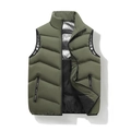 Chaleco acolchado para hombre verde militar con cuello alto y forro térmico - L / Verde Militar