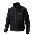 Detalle de una chaqueta de forro polar negro con parches en los codos y bolsillo con cremallera - L / Negro