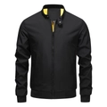 Men's casual baseball jacket in black with yellow lining and rib-knit cuffs - M / Black