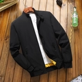 Chaqueta casual negra para hombre con forro amarillo y puños elásticos de béisbol - M / Negro