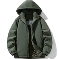 Veste à capuche homme vert olive, blouson matelassé coupe-vent avec fermeture éclair - L / Vert Armée
