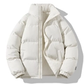 Men's oversized white winter jacket with fleece lining and checkered label detail - M / Off-white